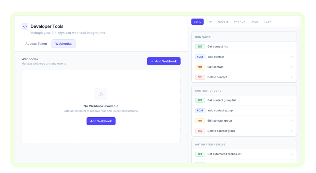 Webhook Integration Support